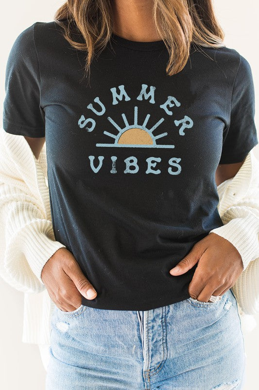 Summer Vibes Sunset Fun Vacation Graphic Tee T-Shirt
